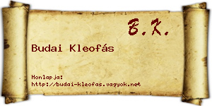 Budai Kleofás névjegykártya